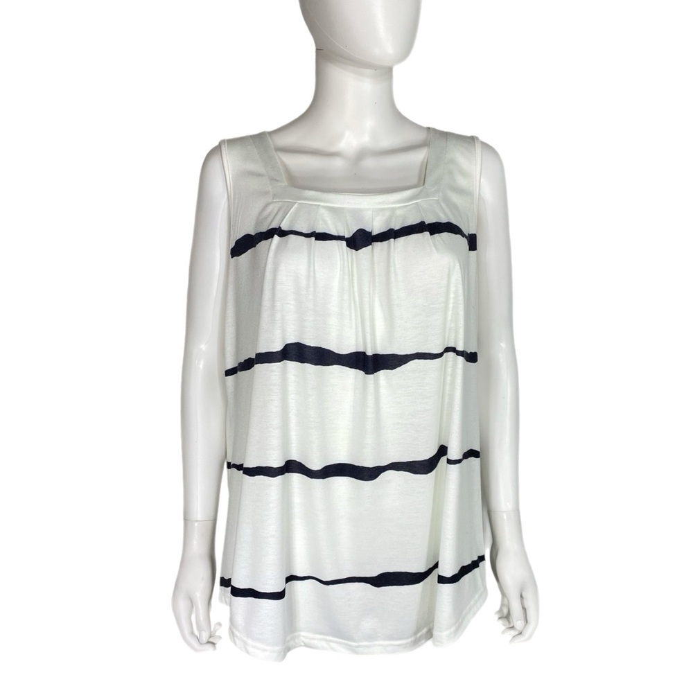 Squared Collar Sleeveless Striped Print Tank Top
